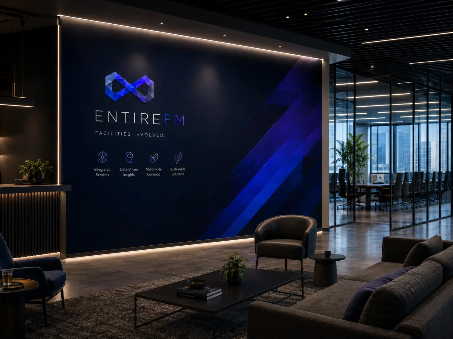 EntireFM pristine commercial reception and managed corporate workplace environment