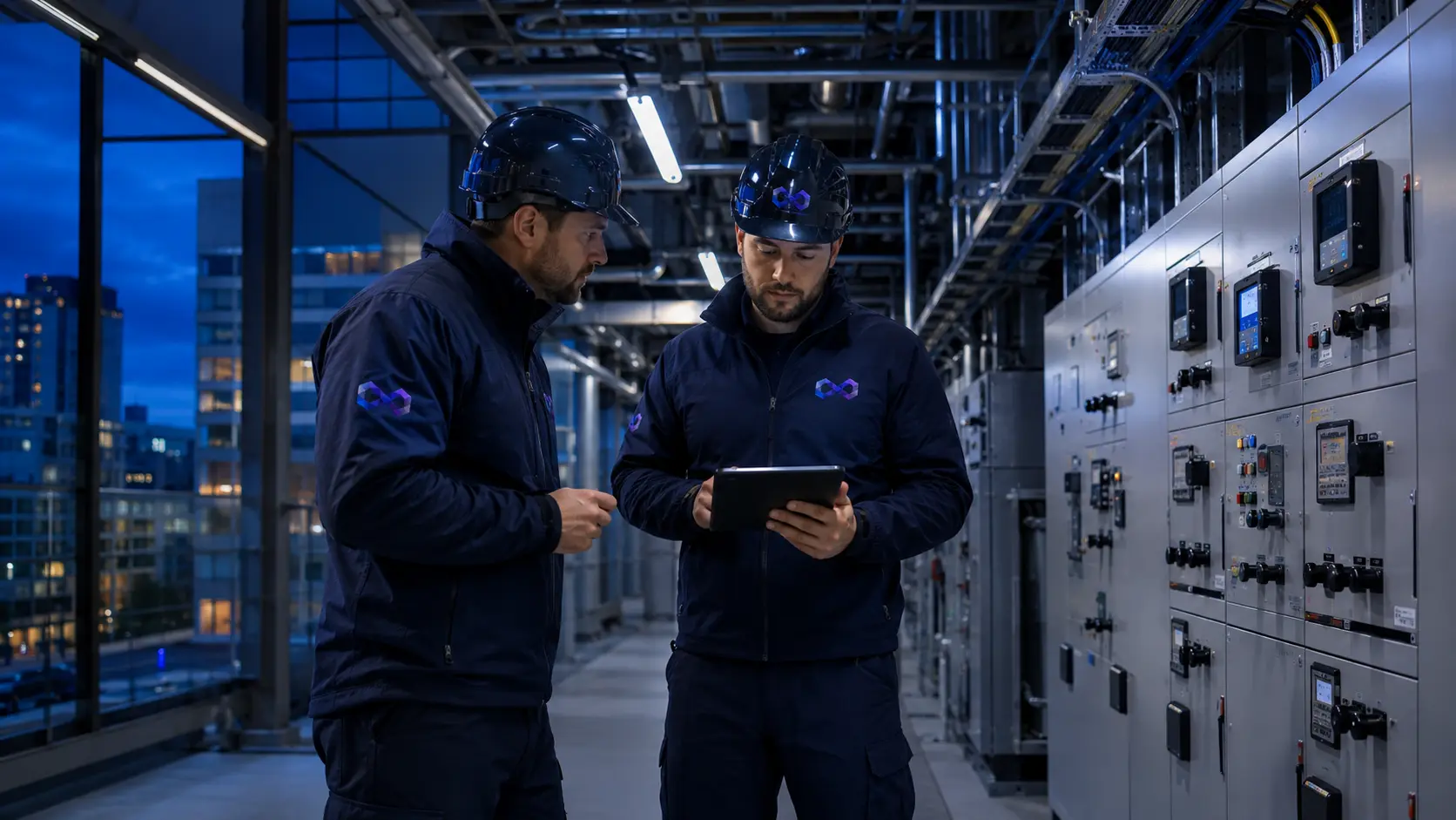 EntireFM engineer conducting physical asset audit and barcoding in commercial plant room